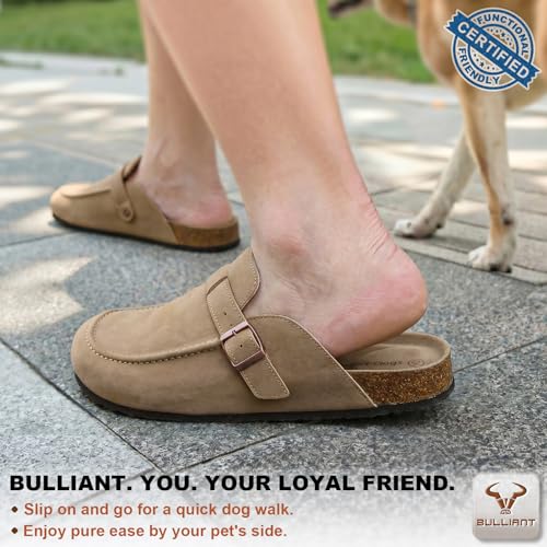 Image of BULLIANT Women Mule Clogs-Cushioned Cork Footbed-Arch Support-Fleece Lined