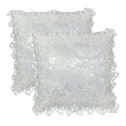 Breksdat Pillow Covers 18 X 18 Inches Set Of 2 White Lace Soft Throw Pillow Covers Farmhouse Living Room Decoration Exquisite Embroidery Cushion Covers For Home Bed Couch Sofa #TOP27