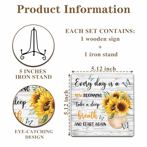 Cartel de Madera Decorativo con Girasol Inspirador miniatura 2