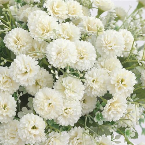 Gdfnmogo Ramo de flores de seda artificial de tallo único para decoración del hogar, boda, fiesta, con hortensias y lilas (blanco)
