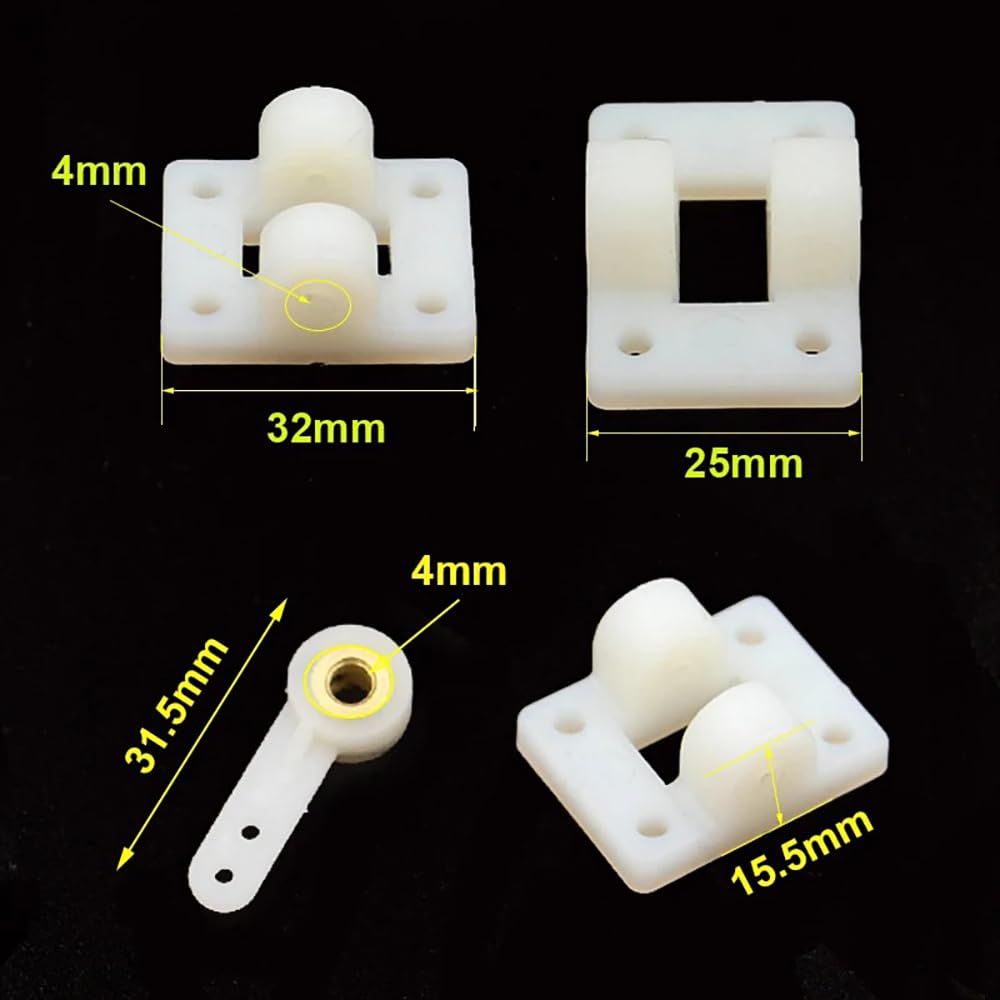 SPARKHOBBY 2/10 Set 3.1/4.1mm Landing Gear Front Wheel Steering 2/3 Holes Steering Arms+Mounts Suitable for RC Fixed Wing Aircrafts DIY Parts (2 Set 4.1mm)