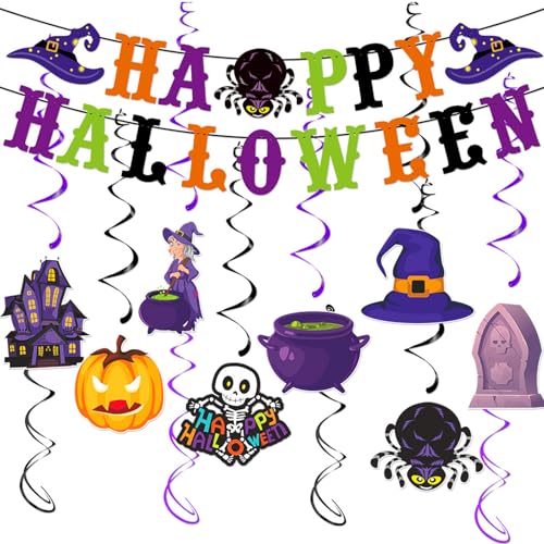 LYNSAN Happy Halloween Garland Decoration, Halloween Decoration Set, Halloween Decorations Banner, Happy Halloween Decoration Children's Party, The Spooky One Garden Indoor Outdoor Hanging Decoration