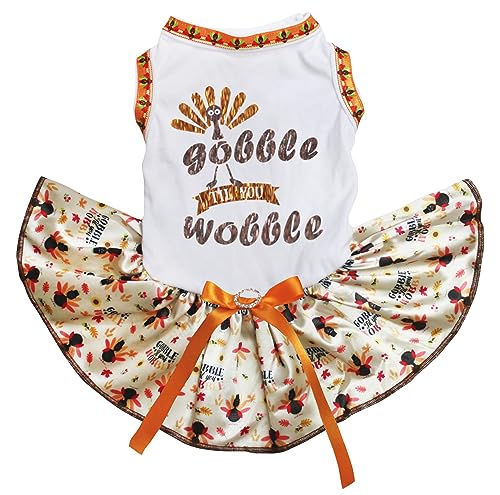 Robe pour chiot Turkey Gobble til you Wobble blanche taille S - 2