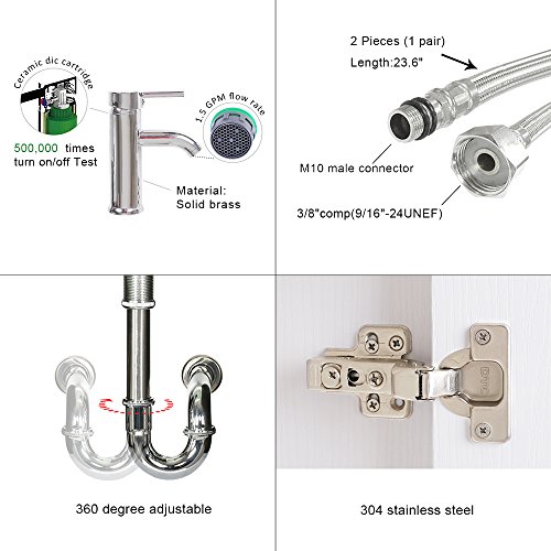 U-Eway 18.4"X10.5" Bathroom Vanity Cabinet Wtih Top Modern Small Vanity Set Ceramic Porcelain Sink Faucet Chrome P-Trap Pop Up Drain, 30% Water Saving Without Mirror,Wall-Mounted Style(White Vanity) #TOP5