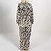Women Flannel Pajamas Fashion Leopard Print Color Block One Piece Homewear Sherpa Fleece Zip Up Hooded Jumpsuit Pjs