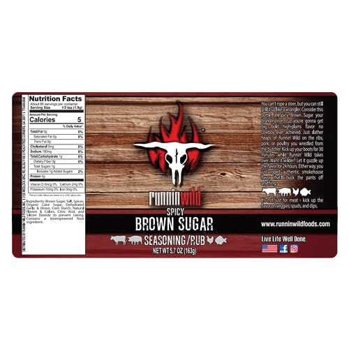 Image of Runnin' Wild Spicy Brown Sugar Seasoning - Sweet Heat BBQ Rub for Ribs, Pork, Chicken, Fish & Veggies | Brown Sugar Blend with Bold Spices & Natural Smoke Flavor | All-Purpose Grill & Cooking Seasoning, 5.7 ounces