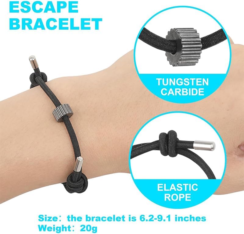 muzlee Couple's Bracelet for Valentine's Day Car Window Breaker Wrist Strap with Tungsten Carbide Bead Car Emergency Self Rescue Tool Vehicle Rapid Escape Wristbands Tempered Safety Glass Breaker image 3