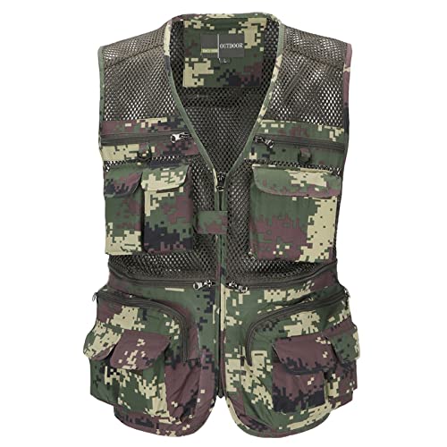OlyljpinZ Herren Outdoor Casual Mesh Weste Anglerweste Arbeit Reise Fotografie Multifunktionsweste Multi Taschen Atmungsaktive Weste Ärmellos Jacke Cover