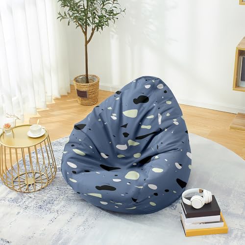 Hiseng Funda de puf, Sillón de Pera sin Relleno,Sofa Puff Gaming Salon Funda Sin Relleno para Niños y Adultos, Bean Bag para Salón, Dormitorio y Sala de Juegos (Gris Azulado,70x80cm)