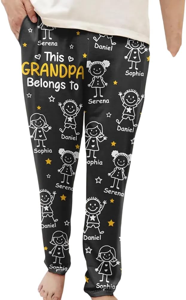 This Grandpa Dad Belongs To - Personalized Pajama Pants, This Grandpa Grandma Belongs To Pajama Pants, Custom Grandparents PJs with Names, Christmas Keepsake Gifts for Family