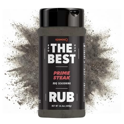 Kosmos Q The Best Prime Steak Rub - BBQ Meat Dry Rub & Prime Steak Seasoning - Use on Steak, Ribs, Pork Chops, Chuck Roast & Beef Brisket (14.4 oz)