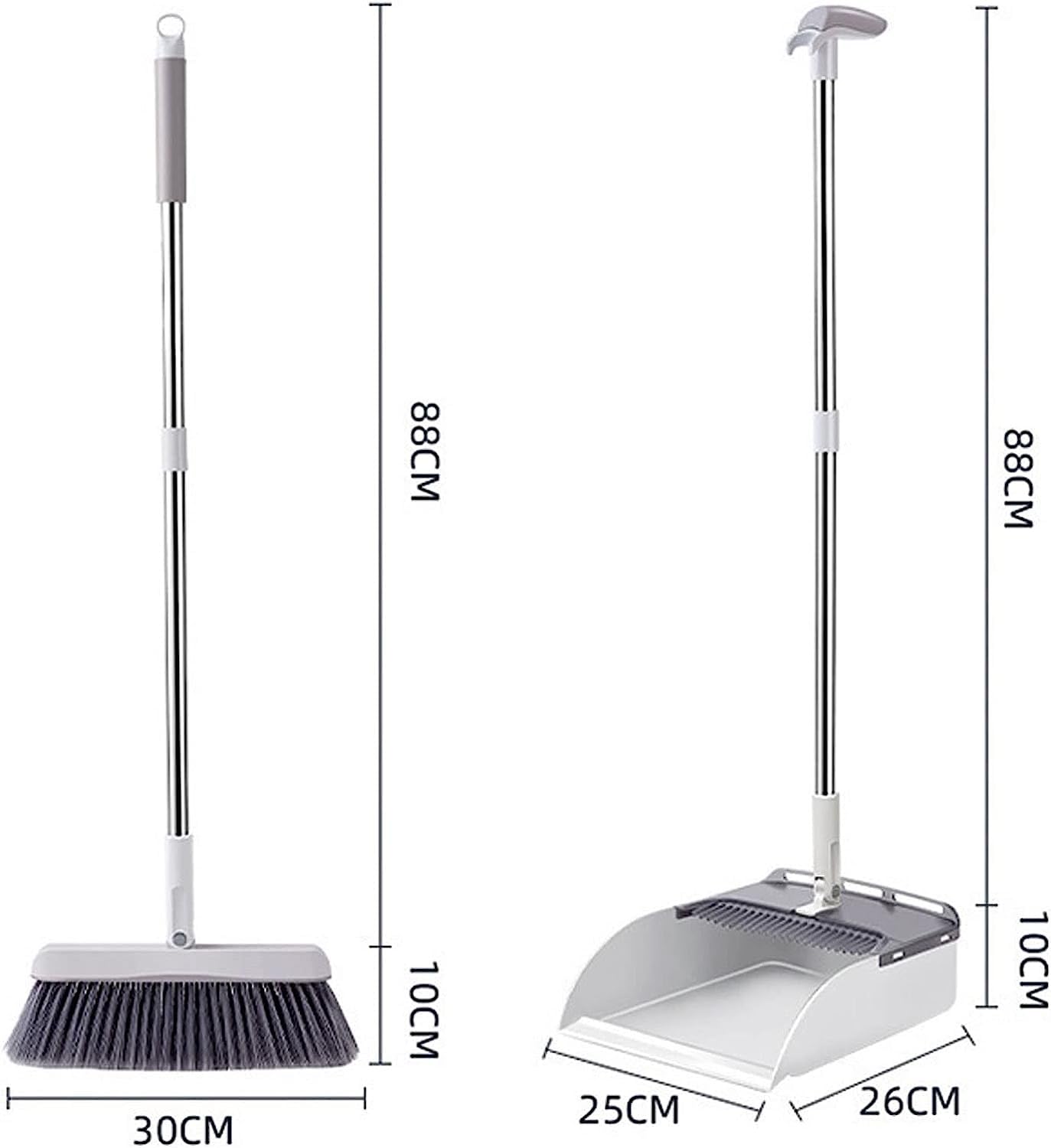 Besen- und Kehrschaufel-Set, multifunktionales, aufrechtes Besen- und Kehrschaufel-Set mit langem Griff, einfaches Kehren und einfache Montage, ideal for den Einsatz in der Küche, im Büro, in der Lobb