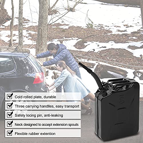 Bonnlo 20L Metal Petrol Can Fuel Oil Storage Can Diesel Tank with Spout, Black 3 Bonnlo 20L Metal Petrol Can Fuel Oil Storage Can Diesel Tank with Spout, Black - Image 3