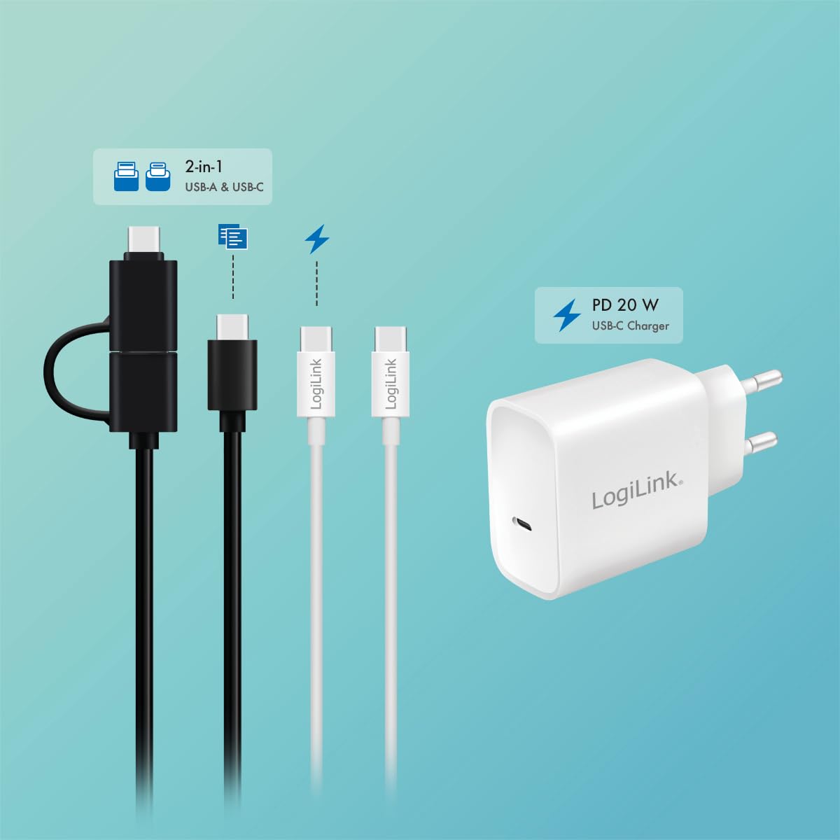 LogiLink UA0448 - Hub USB 3.2 Gen1 con 10 Puertos y Cable/Adaptador, USB Tipo A y USB Tipo C, Interruptor de Encendido/Apagado, Aluminio