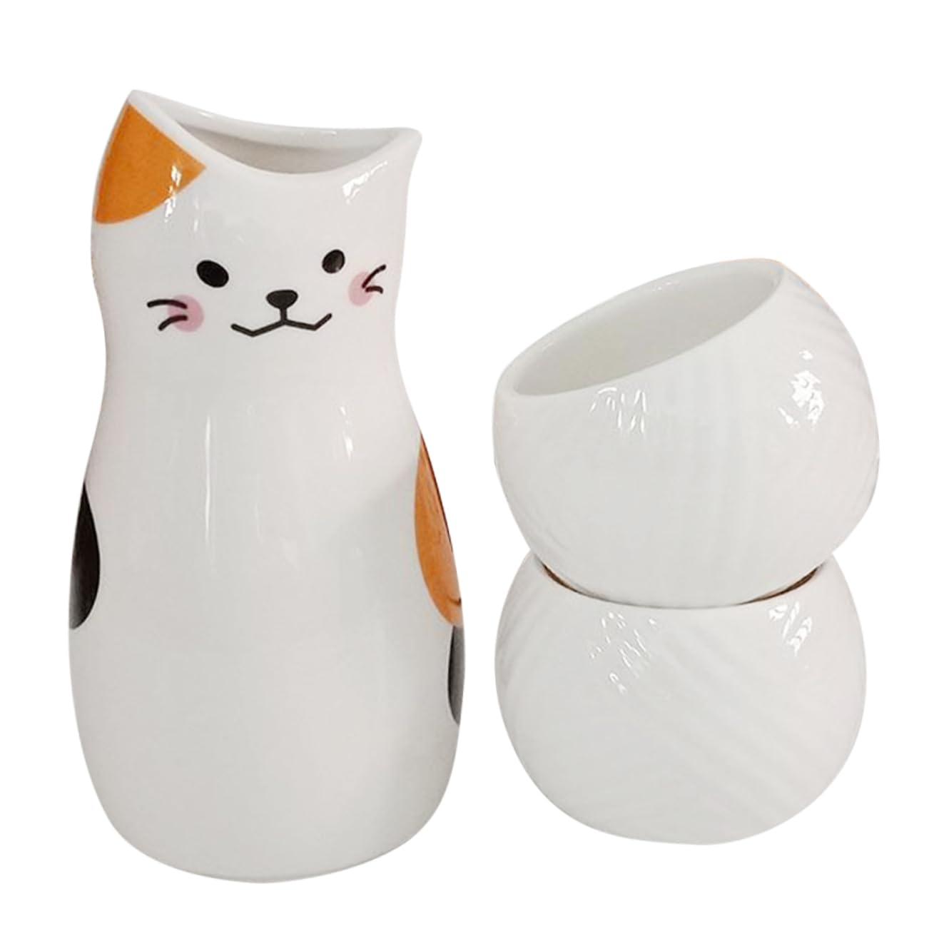 KICHOUSE 1Set Traditional Ceramic Sake Kettle and Cups Design Vintage Bottle for Home Use Present for Birthdays and Weddings