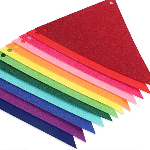 Rubfac 300Pcs Rainbow Pennant Banner Flags Colorful Felt Fabric Pennant Banners Reusable Pennants String For Carnival Theme Rainbow Birthday Party Decorations (5 Packs) #TOP2