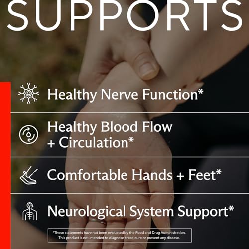 Image of Premium Nerve Support Supplement - with Alpha Lipoic Acid (ALA) 600 mg, Acetyl-L-Carnitine (ALC) & Benfotiamine - Nerve Support Formula for Healthy Circulation, Feet, Hands & Toes - 60 Capsules