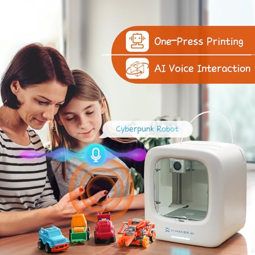 3D Printer for Kids, Beginner 3D Printer with 8 PLA Filament Set, Huge Toy Library & Modify, Wi-Fi & App Control, Create STEM Toys, High Precision, W/ 15+ Mini 3D Design Module, X-Maker Joy