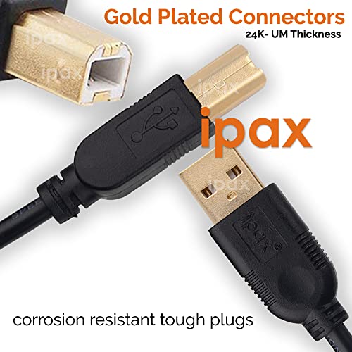 Ipax 10 Ft Long Pure Copper Hi-Speed Usb 2.0 Cable Compatible With Epson Et-8550 Et-2720 Et-2850 Canon Pixma G7020 Hp Brother Printer Audio Interface #TOP2