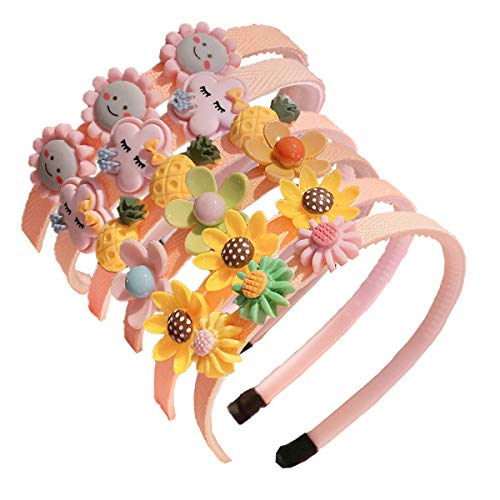 6 Pieces Girls Headbands with Teeth Cute Flower Hairband Pink Plastic Headband for Girls Kids Children Teens