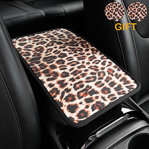 Evankin Car Center Console Cover, Universal Car Armrest Cover, Leopard Auto Arm Rest Cushion Pads, Center Console Armrest Protector, Fit for Most Vehicle, SUV, Truck Car Accessories(Leopard)