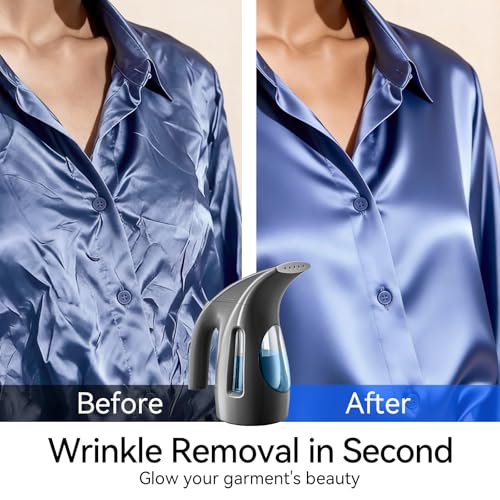 Image of HiLIFE Steamer for Clothes, Portable Handheld Design, 240ml Big Capacity, 700W, Strong Penetrating Steam, Removes Wrinkle, for Home, Office(ONLY FOR 120V) (Ink Black)