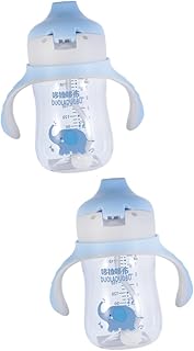 ibasenice Copo Com Canudinho Para Bebê 2 Peças Alça Dupla Copo De Água Copo De Aprendizagem Copo De Treinamento Bico Tritan Copos De Treinamento Bico Portátil Palha De Bebê Copo