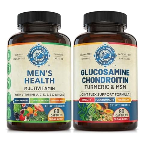 Mens Daily Multivitamins & Advanced Joint Support Bundle (One Bottle Each). Collectively Supports Holistic Wellness, Boosted Energy, and Joint Health. USA Made. Cover