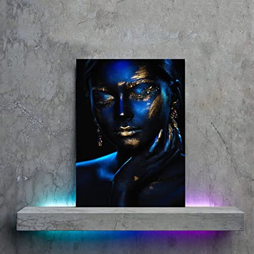 Art Poster Blue And Gold Women's Art Canvas Canvas Painting Wall Art Poster For Bedroom Living Room Decor 24X32Inch(60X80Cm) Frame-Style #TOP4