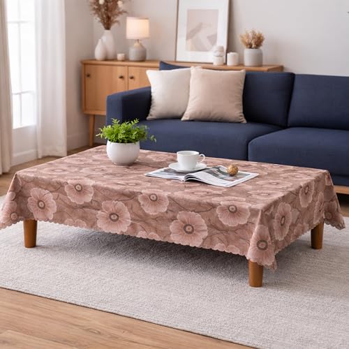 Image of Dakshya Industirs PVC Waterproof Table Cover 36x54 Inch Floral Printed Center Table Cover Washable Plastic Table Sheet Oilproof Dining Table Cover for Coffee Table Living Room Home (Premium Floral)