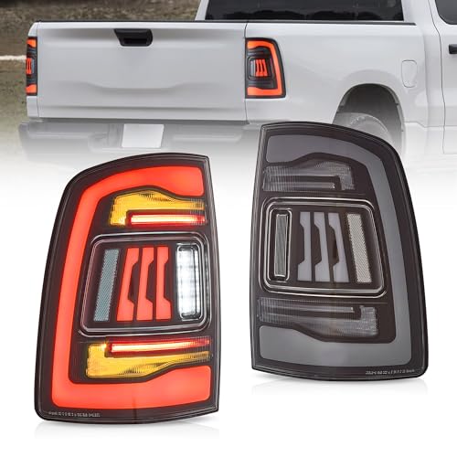 VLAND Tail Lights Compatible with 4th Gen Dodge Ram 1500 2009-2018 Ram 2500/3500 2010-2018 Rear Lights w/Startup Animation w/Amber Sequential Fit Led/Halogen Models One Set Color Clear