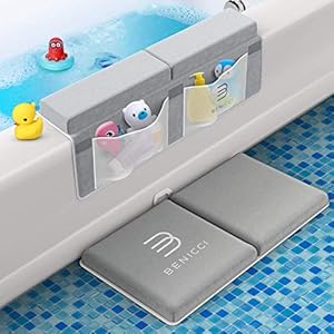 Comfortable Bath Kneeler and Elbow Kneeling Rest Pad for Baby Bathing Parents – Painless Foam Mat with Toy Organizer…