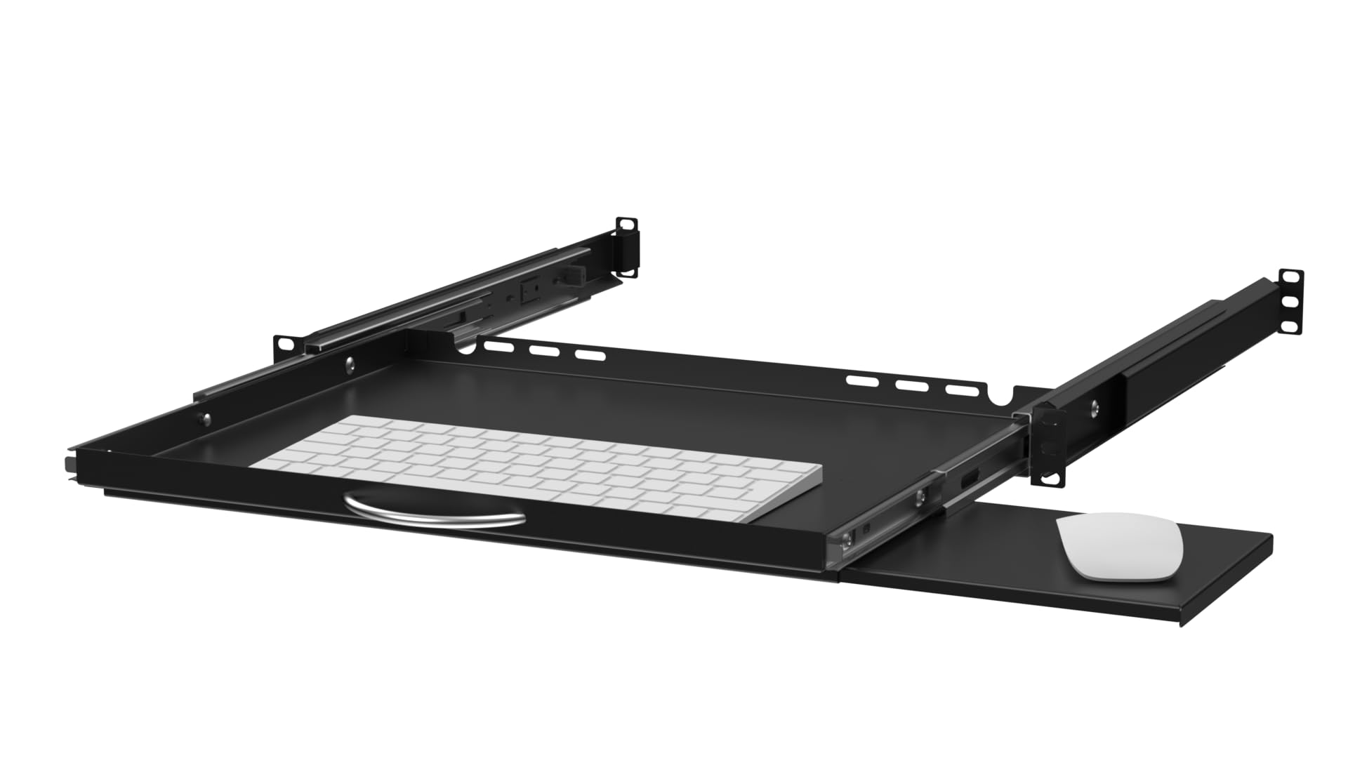 19" Ausziehbarer Regalboden für Tastatur und Maus, 350mm, schwarz RSR19-1U-350B-KM