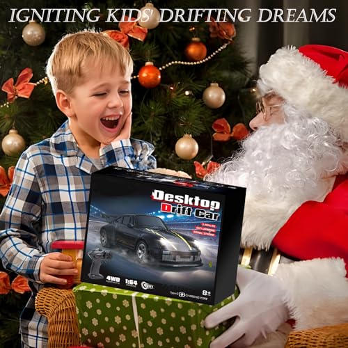 Image of RC Drift Car, 1 /64 Mini RC Remote Control Car, 2.4GHz Full Proportional RTR High Speed Micro Sports Racing Drift, 4WD HobbyFast Race Vehicle with Lights, Model Toys Gift for Kids, Boys, Adults