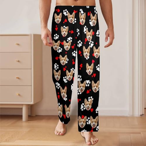 Custom Mens Pajama Pants Personalized Casual Pj Bottoms with Photo Face Sleepwear Pants for Men Christmas Holiday4