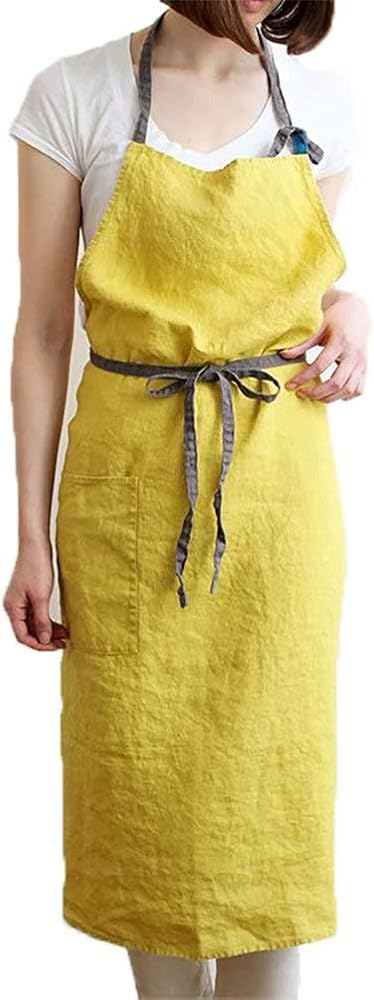 Amazon.co.jp: [Mr.LALA] エプロン ナチュラル リネン 麻 無地 前掛け