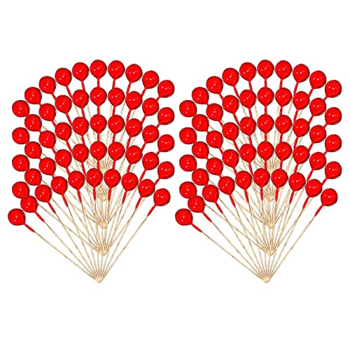 Stones And Crystals For Jewelry Making 100Pcs Mini 1" Artificial Christmas Red Berries With Branch Bubble Simulation Fruit For Floral Arrangements Fruit Decorations Stones For Jewelry (Red, One Size) #TOP10
