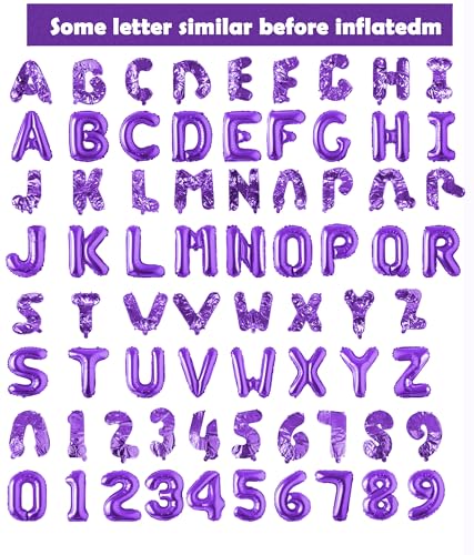 Image of Happy Birthday Balloon Banner Custom Phrase Balloons letter 16 inch Personalized Alphabet Letters Foil Mylar Balloons (Purple)