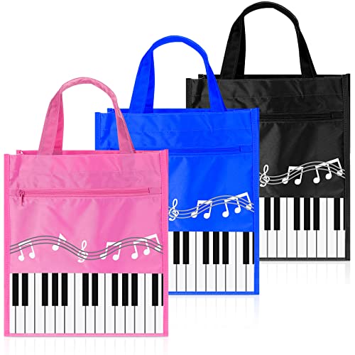 Cunno 3 Pcs Piano Keys Handbag Reusable Tote Bag Shoulder Shopping Bag for Music Teacher Gifts
