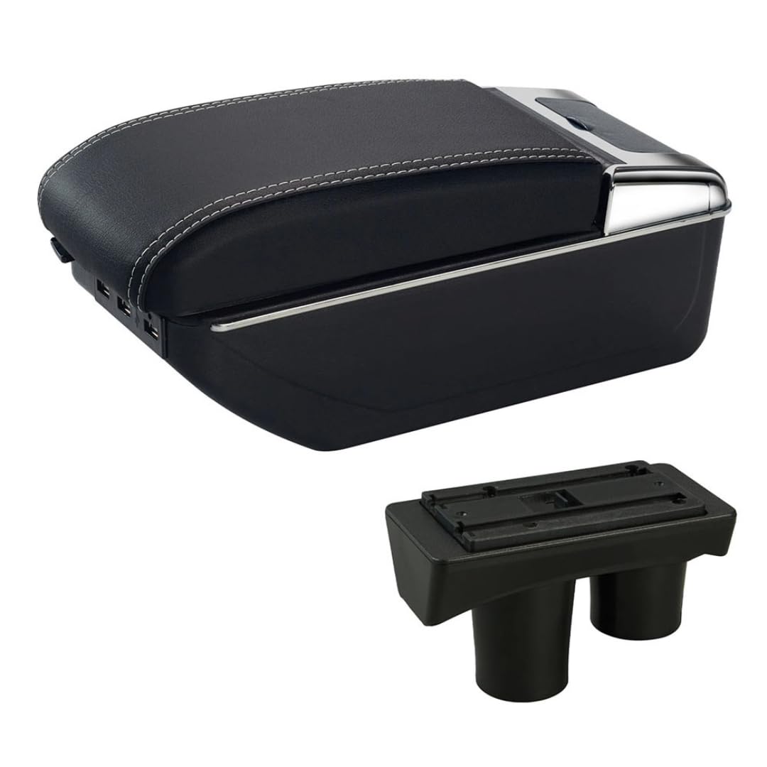 Toiumops Armrest for Peugeot 301 2003-2007, Car Armrest Box Center Console Store box(C3 White Line USB)