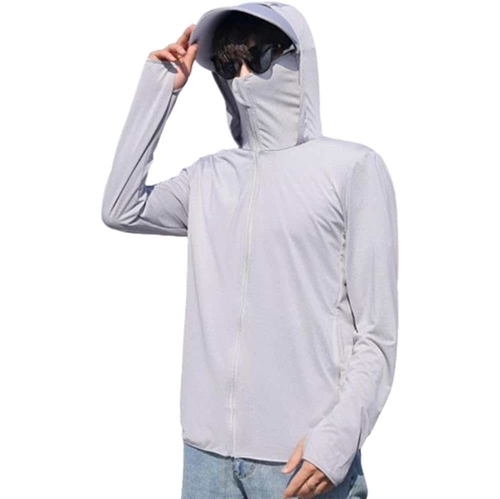 Mens Sun Protection Hoodie Jacket,UV Protection Clothing Sun Protection Hoodie,Sun Protection Outdoor (gray,XL)