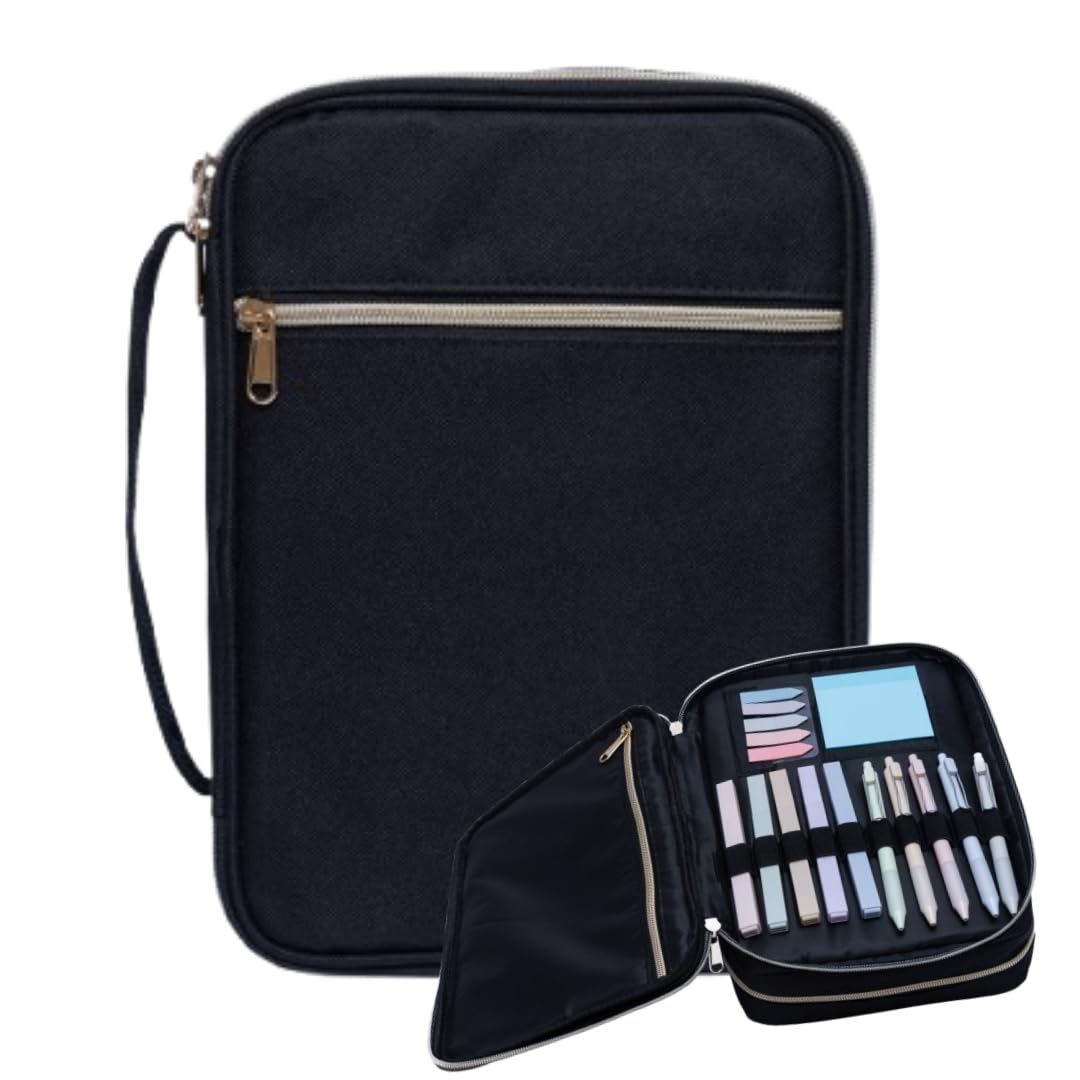 Premium Bible & Book Carrying Case- Convenient for Women, Teens, and Kids (Black/Gold Case Only)