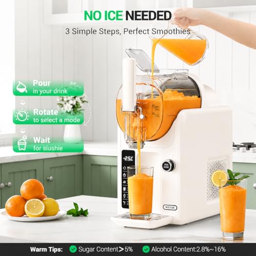 Image of WETIE Slushie Machine, 82oz Slushy Machine for Home with Adjustable Temperature, LED Display, 6 Presets Frozen Drink Maker for Ice Cream, Smoothie, Frappes, Margarita, Milkshake, Auto-Clean