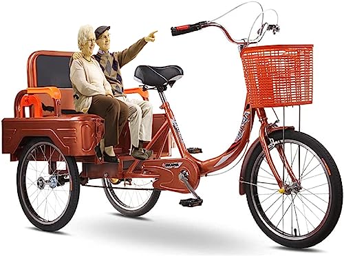 Triciclo para adultos, 3 ruedas, con canasto grande y asiento trasero, asiento ajustable en altura, para recreo y compras, bicicleta cruiser para hombres y mujeres miniatura 1