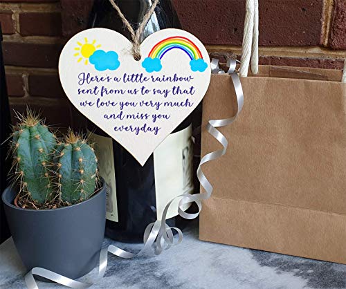 Thinking of You Wooden Heart Plaque, Letterbox-Friendly Hanging Gift Sign with Twine, 10x10cm Italian Plywood - Image 3