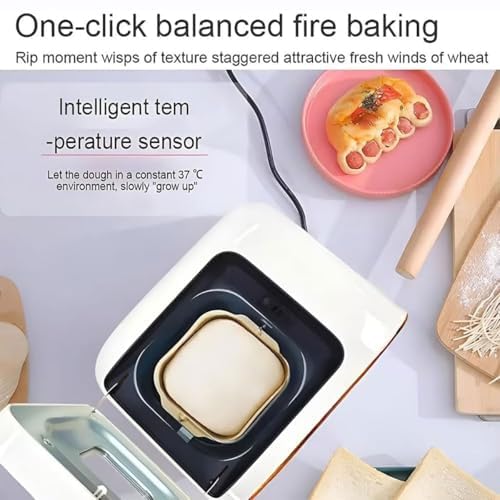 Fabricante de Pan 600g con 13 presets, Temporizador de retardo 15H, Mantener la función Caliente para los panes Frescos.Automatice el Amasado y la cocción.Sartén Antiadherente de Limpieza fácil.Ideal