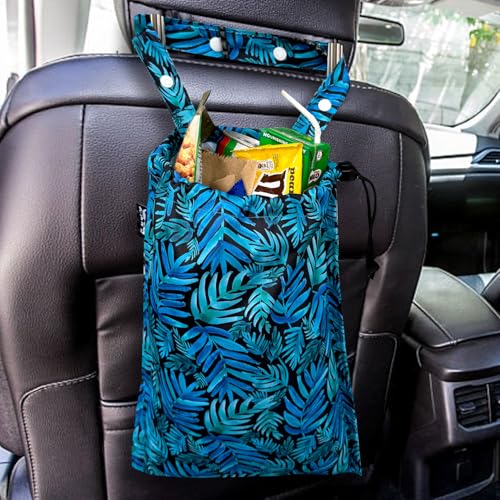 Image of Cute Hanging Car Trash Garbage Bag 100% Leakproof Waterproof Multipurpose for Car Back Front Seat Console with Hanging Strap (Leaves)