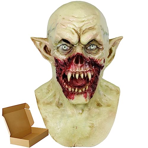 molezu Máscara de látex con orejas puntiagudas de elfo vampiro, máscara de látex para Halloween, carnaval, fiesta, terror de fiesta