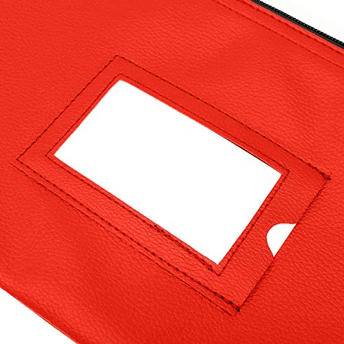 Money Bank Deposit Bag with Zipper | 11x6 inch | Red | Durable Leatherette Money Cash Coin Check Wallet Pouch for Men & Women with Framed ID Window and Blank Card | by GIDABRAND (1)