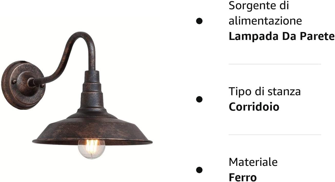 IP54 impermeabile esterna Retro lampada da parete in Bronzo antico rurale battuto lanterna muro di ferro della luce E27 Vintage Edison Lighting montaggio Deocrcommunity Fence Terrazza Giardino